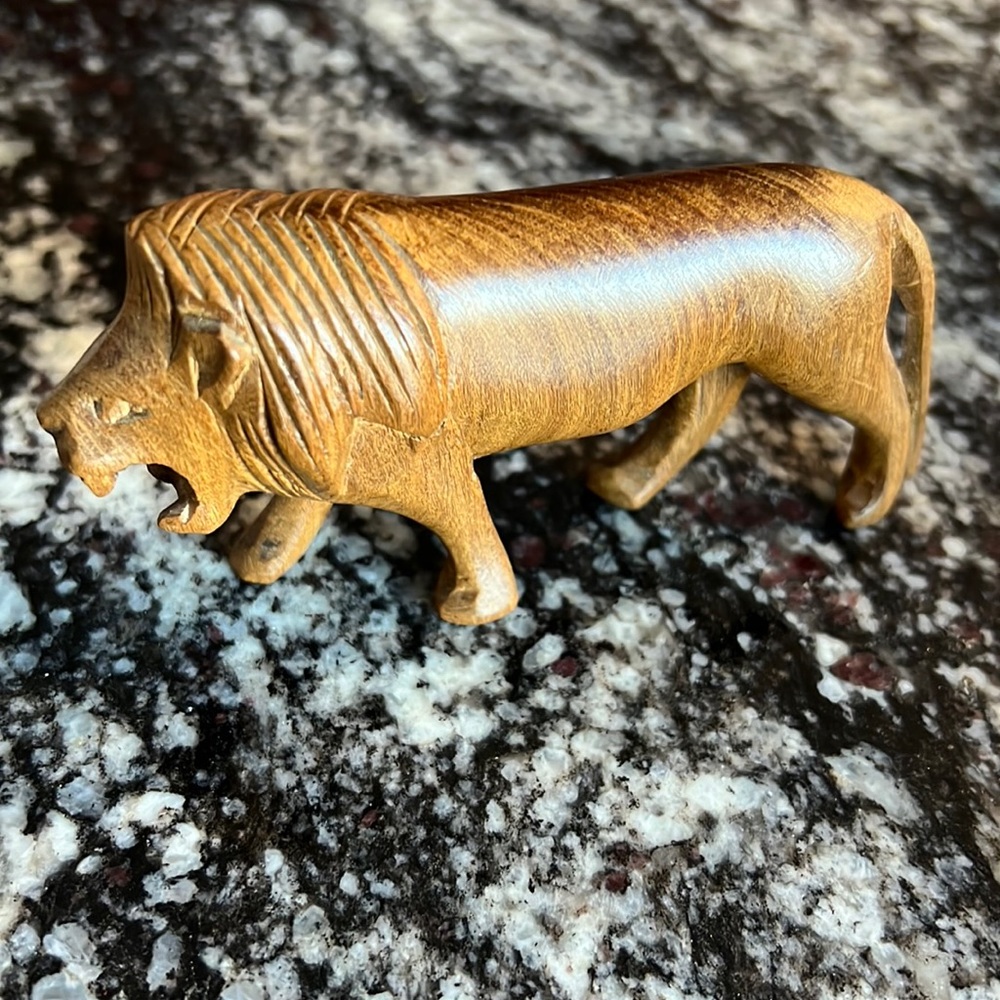 Hand Carved Solid Wood Lion